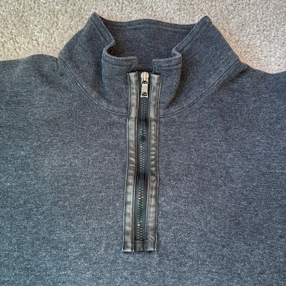 Nautica Mens 1/4 Zip Sweatshirt Elbow Patches Cotton Charcoal Grey Size XL